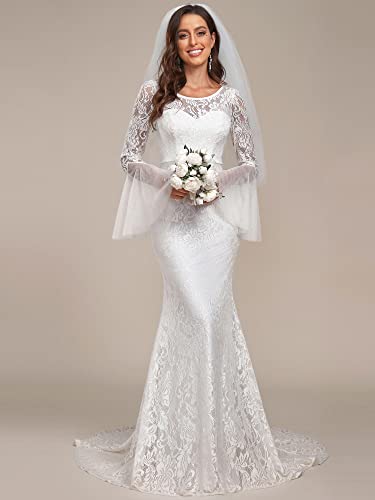Sweetheart Illusion Neckline Lace Applique Bodycon Mermaid Wedding Dress O427