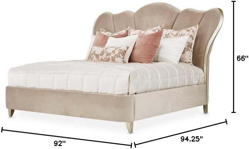 Hazelnut Brown Velvet Tufted King Bed Y302807
