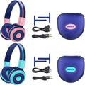 2 Pack Kids Wireless Bluetooth Headphones with Volume Limit, Mic & Hard Case K8187
