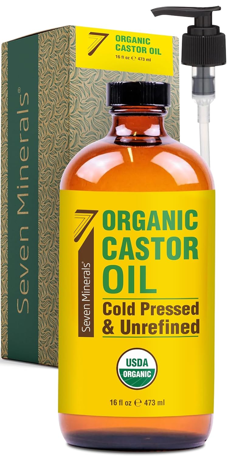 16 fl oz Glass Bottle Castor Oil Organic Cold Pressed Unrefined E43595