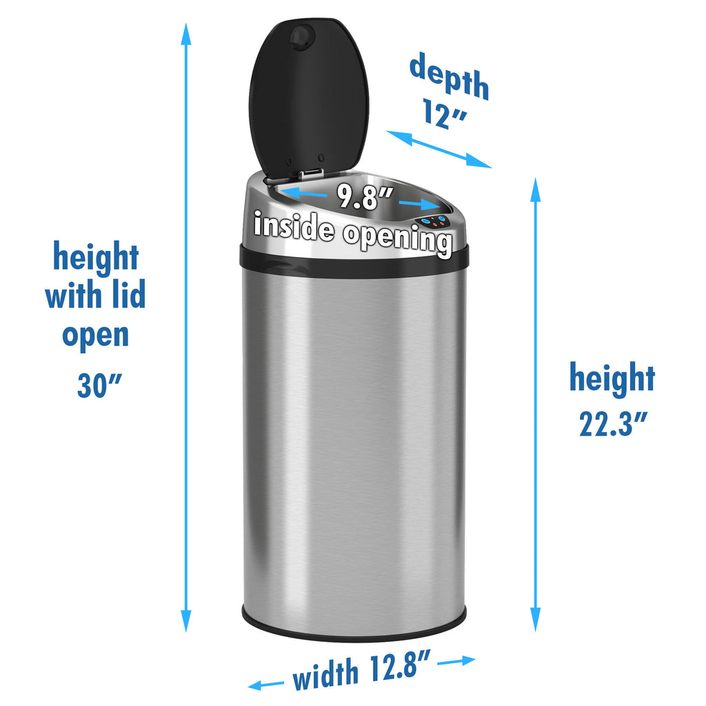 8 Gal Touchless Stainless Steel Trash Can L261