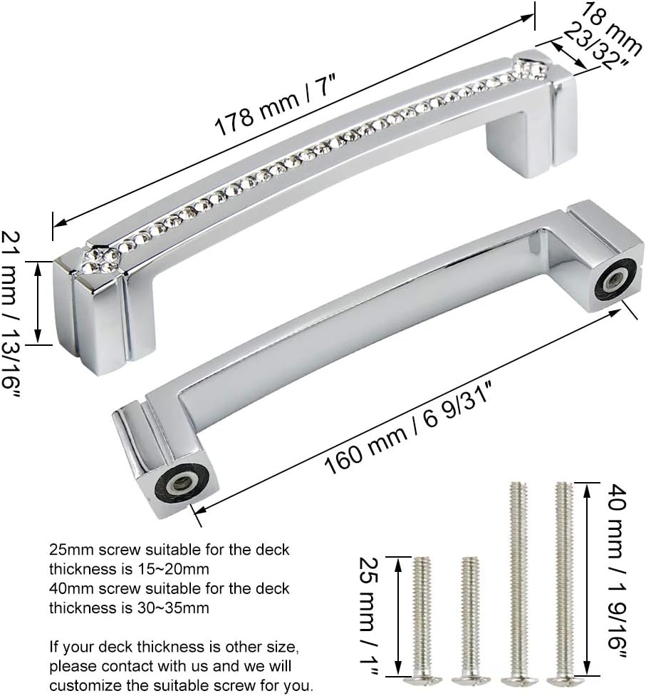 Polished Chrome Cabinet Hardware Handles 8 Pack 128mm Hole Center E146