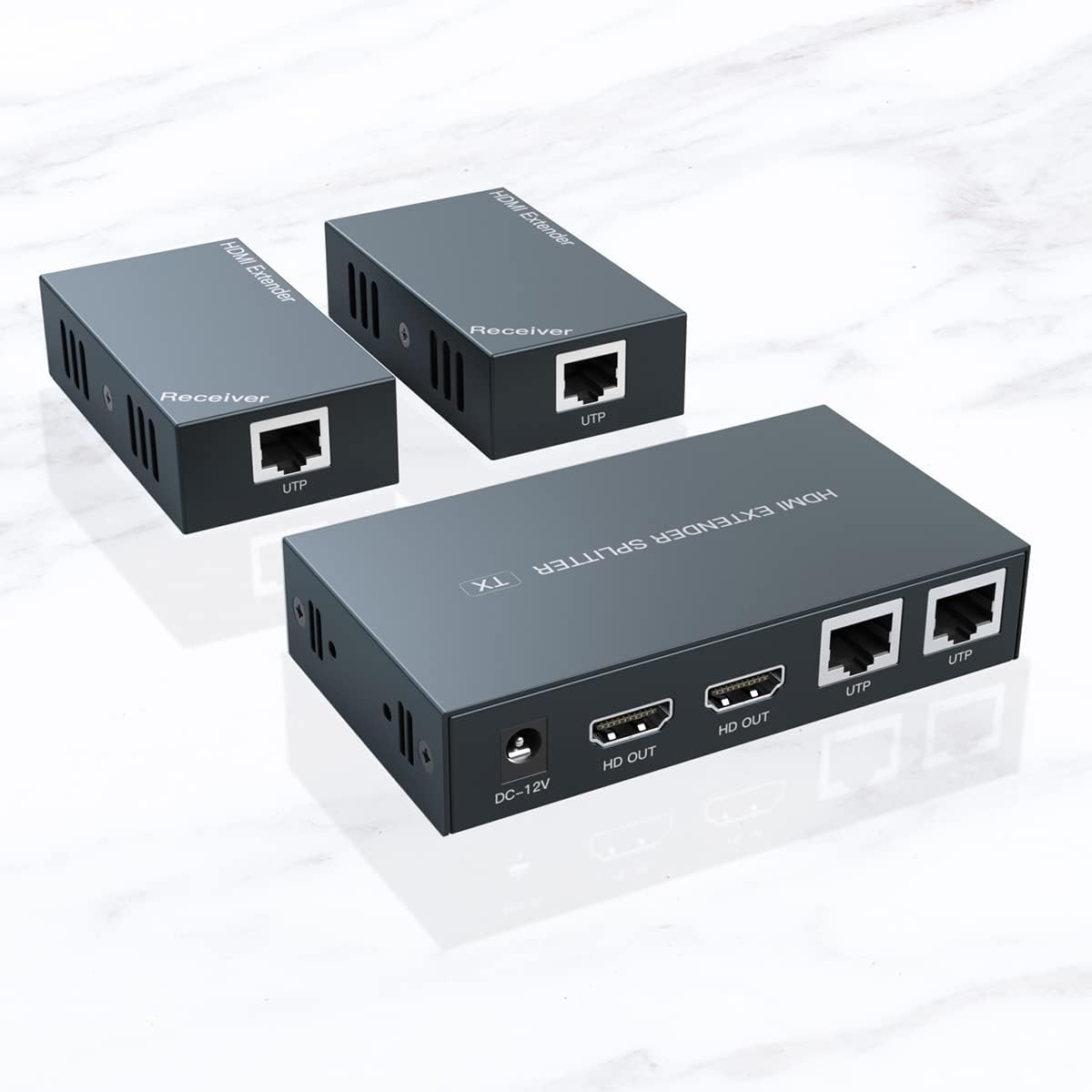 1 to 2 HDMI Extender Splitter 1080p Over 50m Ethernet with 2 Local Output I9102