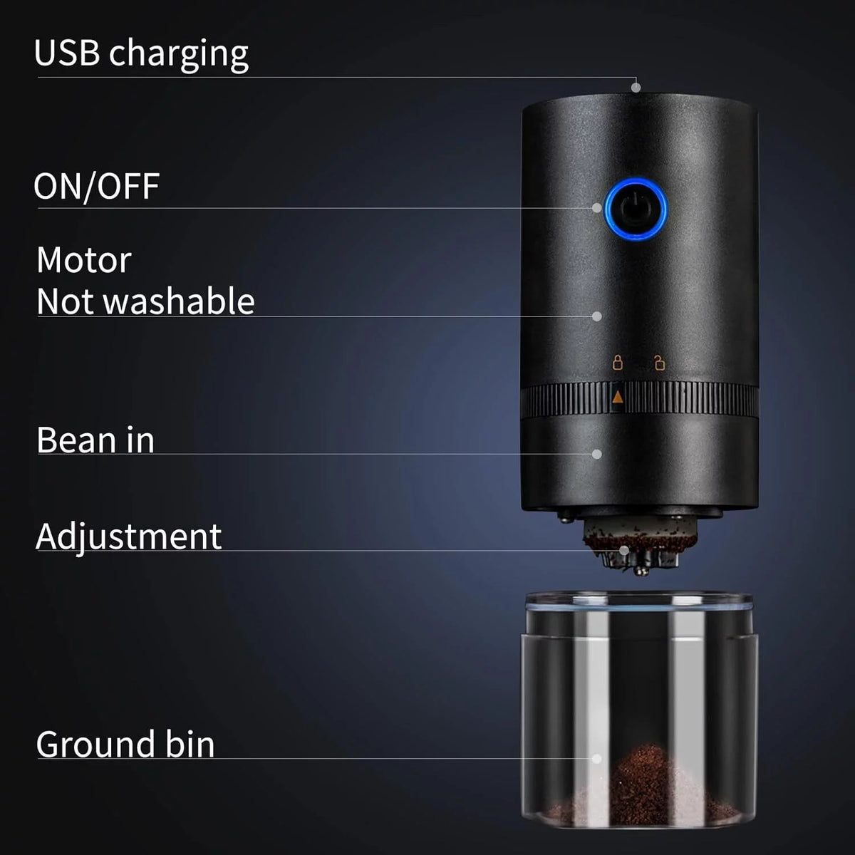 Small Cordless Electric Burr Coffee Grinder F65757