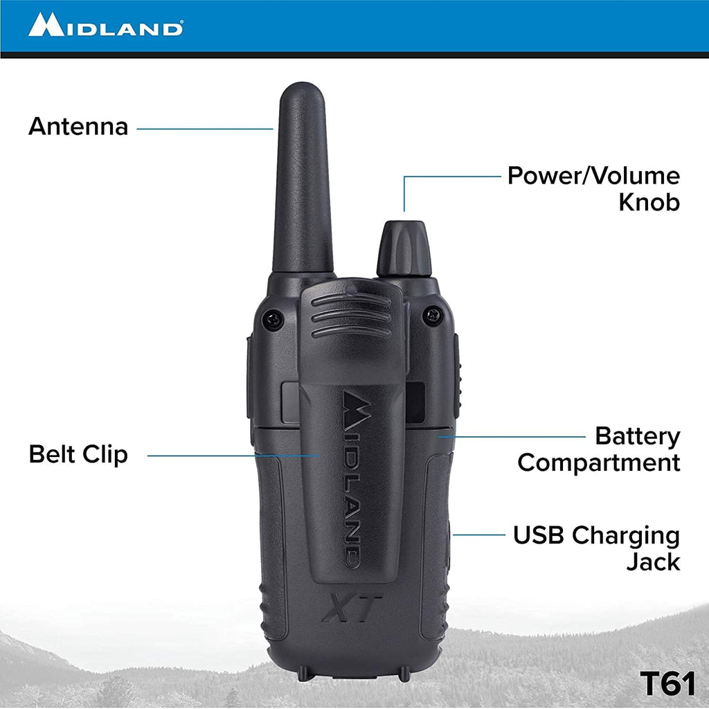 36 Channel FRS Two-Way Radio, 121 Privacy Codes, NOAA Weather Scan + Alert, Black/Yellow, 2-Pack Q280