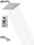 Brushed Nickel Tub and Shower Faucet Set with 8 Inch Shower Head C75137