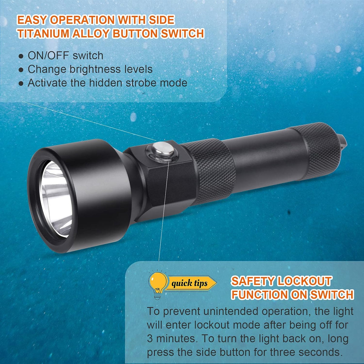 1300 Lumens IPX-8 Waterproof Dive Light M444284