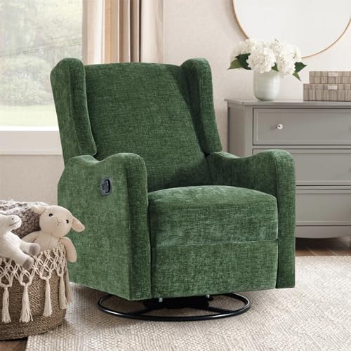 Green Chenille Swivel Glider Recliner P74656