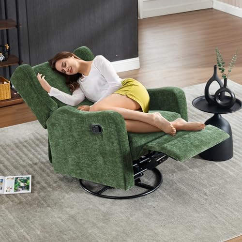 Green Chenille Swivel Glider Recliner P74656