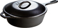 Pre-Seasoned Black Cast Iron Covered Chicken Fryer, 3-Quart G2377