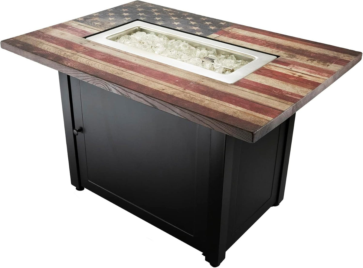 40,000 BTU Rectangular Patio Gas Fire Pit with White Fire Glass and Cover B734251