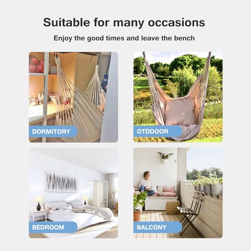 Dark Gray Hanging Rope Hammock Chair with Pocket Z22257