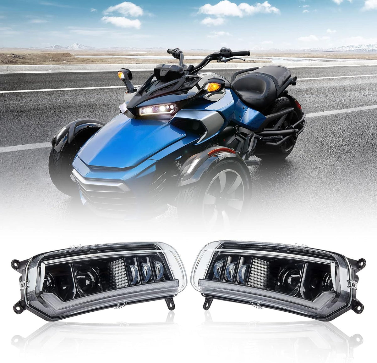 LED Headlight Assembly Kit with Turn Signal Lights and DRL Y127