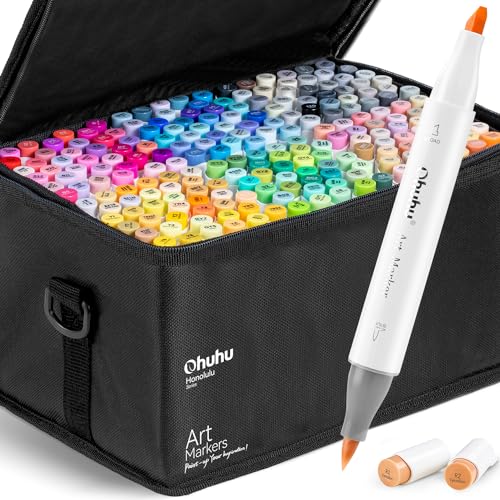 216-color Alcohol-based Art Marker Set with Brush & Chisel Dual Tips H475