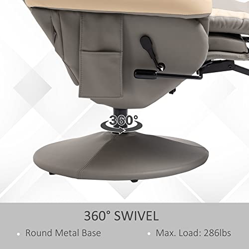 Manual Recliner Armchair PU Leather with Adjustable Leg Rest R344