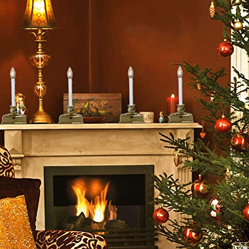 Set of 4 LED Flickering Candles with Gold Base D446827