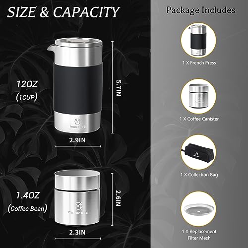 Single Serve 1 Cup Small Stainless Steel Thermal Double Walled French Press 350ML G384
