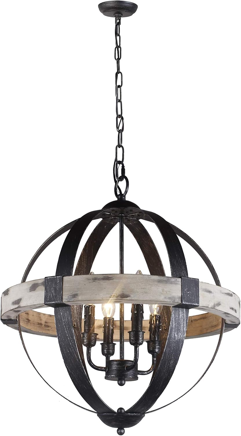 Black Wrought Iron 4 Light Chandelier T719