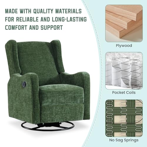 Green Chenille Swivel Glider Recliner P74656