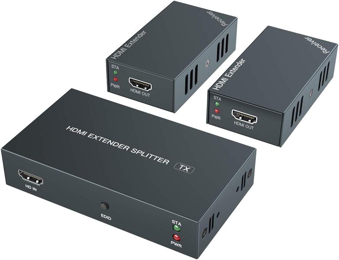 1 to 2 HDMI Extender Splitter 1080p Over 50m Ethernet with 2 Local Output I9102