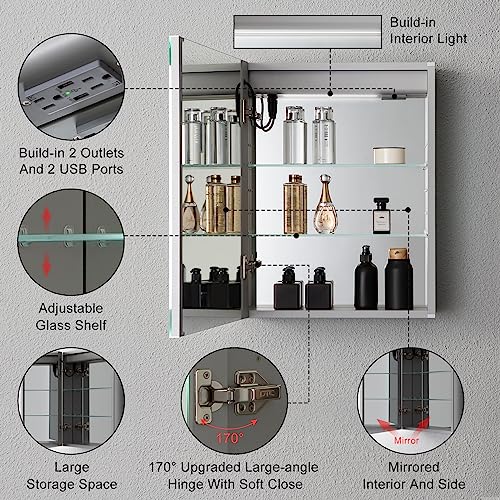 20 X 26 LED Medicine Cabinet with Mirror T248644