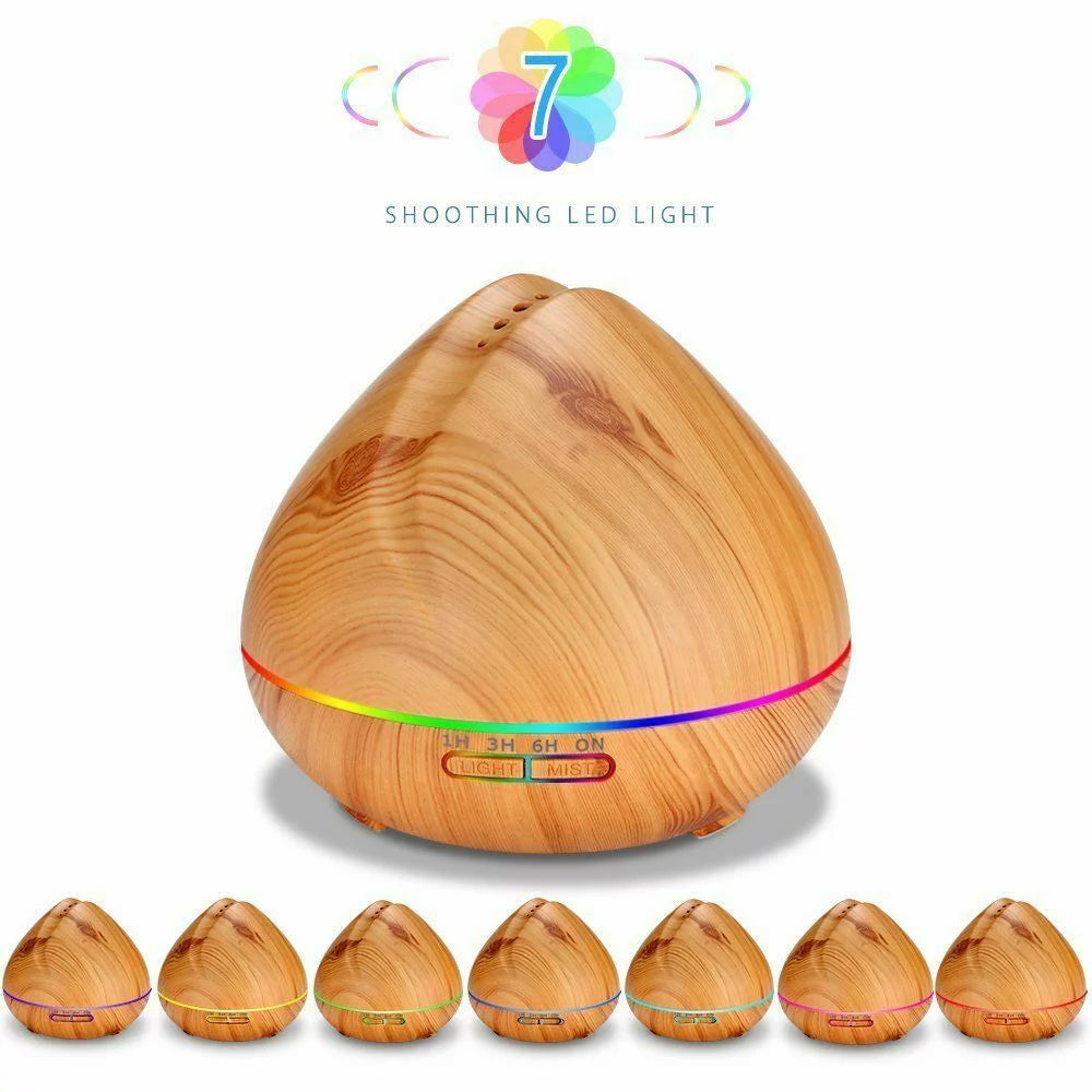 550ml Wood Grain Ultrasonic Cool Mist Aroma Essential Oil Diffuser X68156