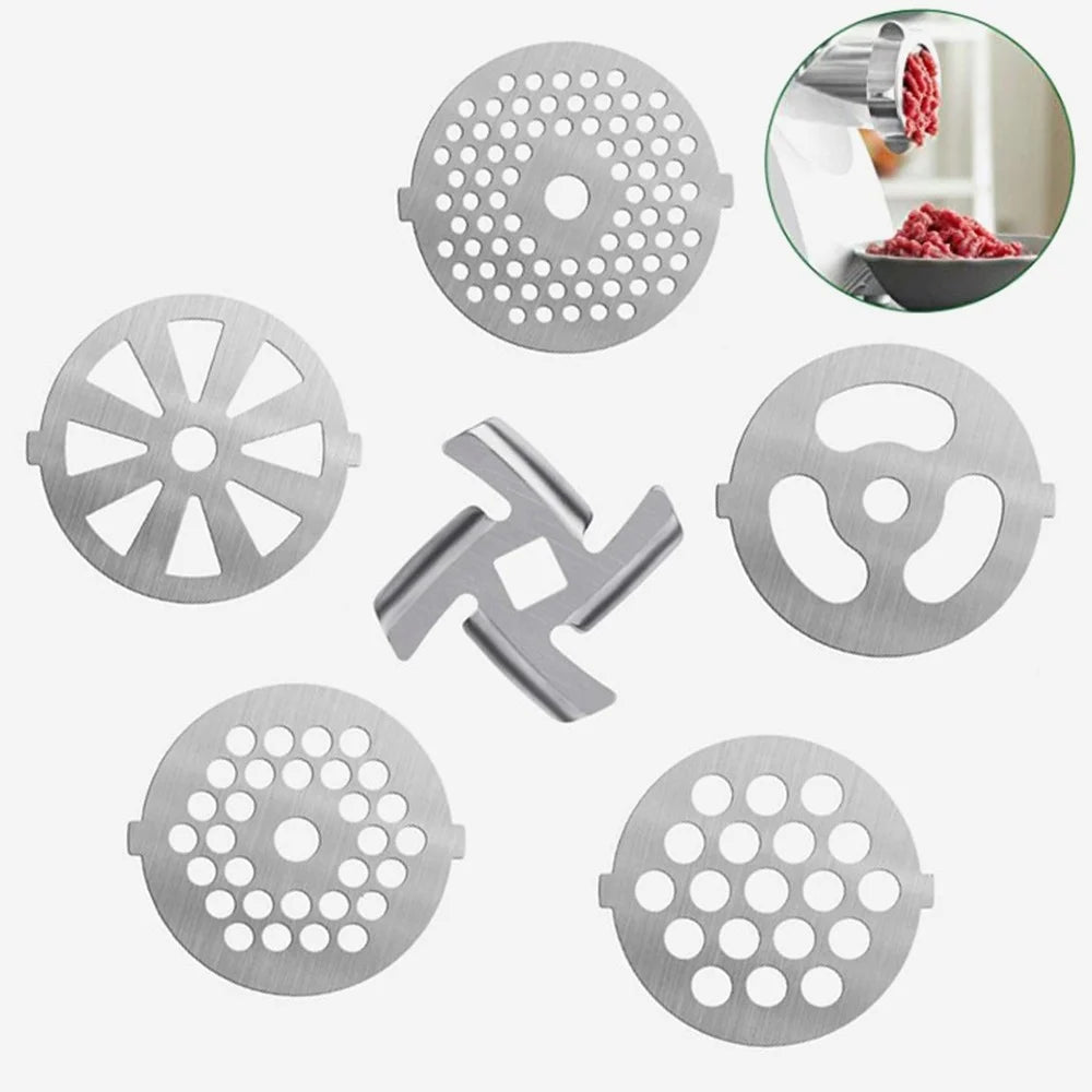 6PC Stainless Steel Meat Grinder Mixer Plate Discs F11010