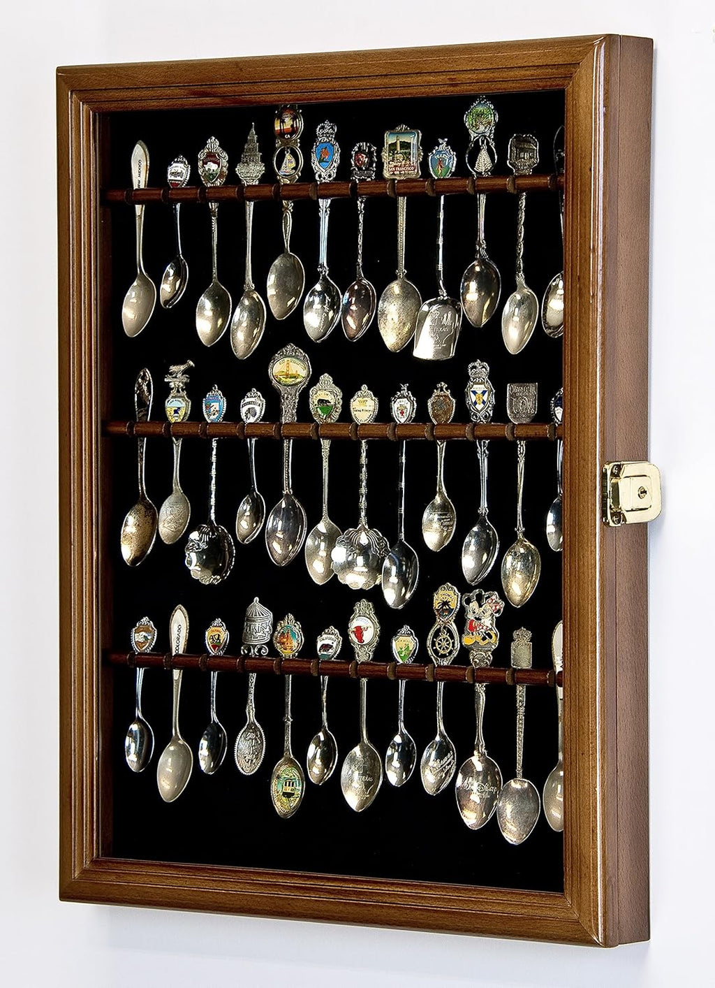 Spoon Display Case Cabinet Holder Rack Wall Mounted Walnut Finish C723706