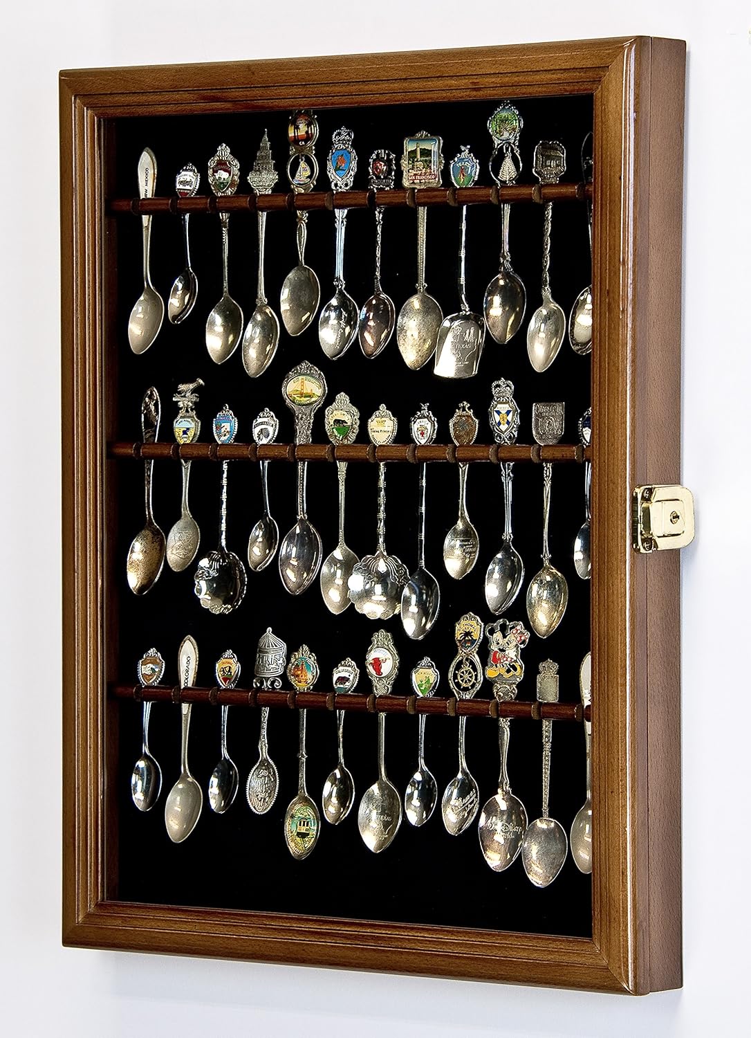 Spoon Display Case Cabinet Holder Rack Wall Mounted Walnut Finish C723706