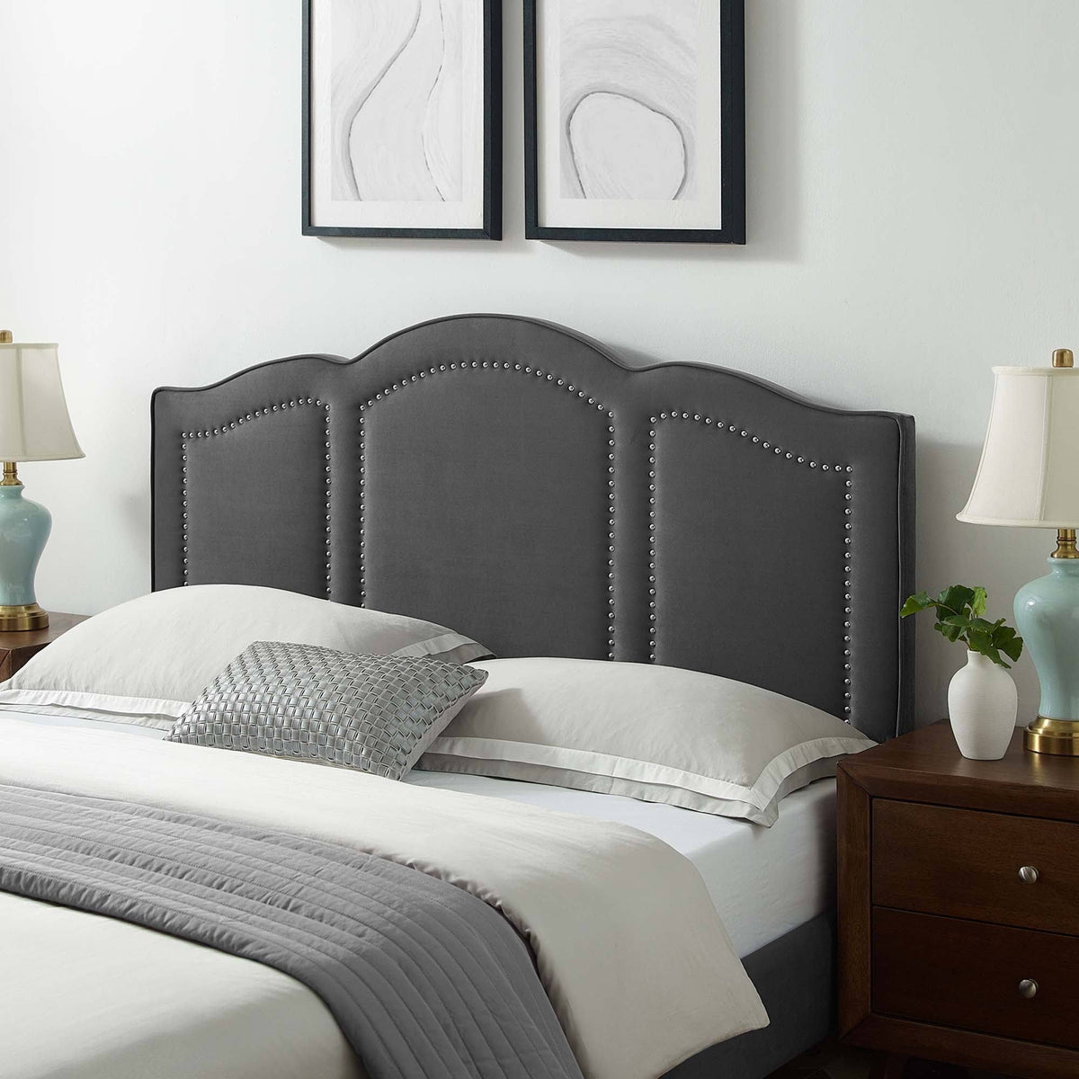 King/California King Pink Velvet Headboard E6547