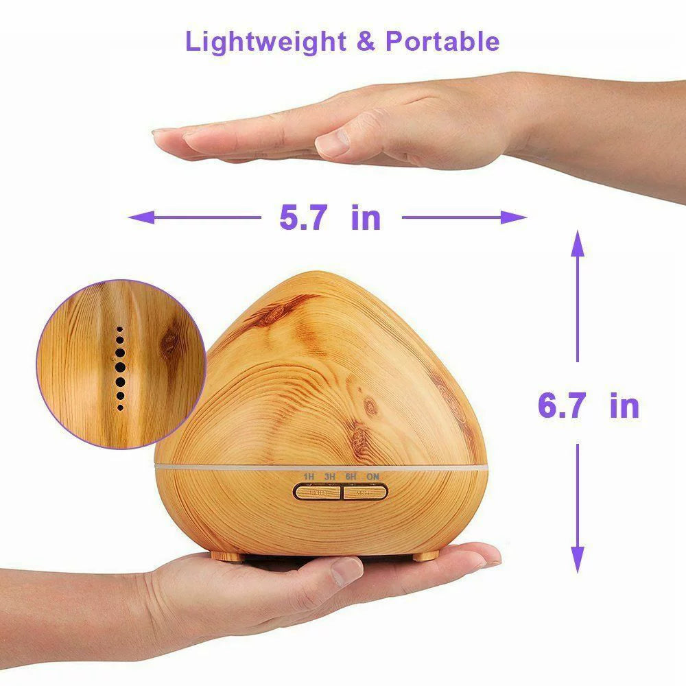 550ml Wood Grain Ultrasonic Cool Mist Aroma Essential Oil Diffuser X68156
