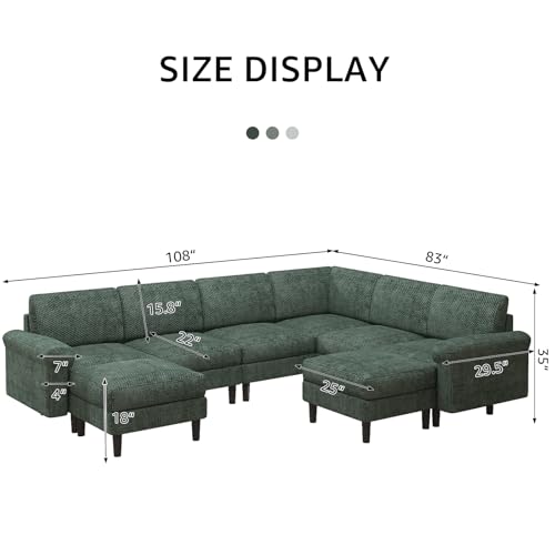 Grey Oversized U Shaped Sectional Sofa L12729
