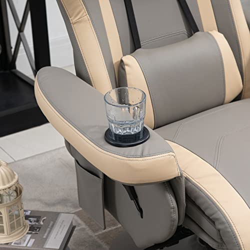 Manual Recliner Armchair PU Leather with Adjustable Leg Rest R344
