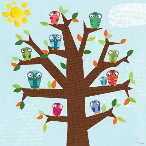 Owl Family Canvas Art 18x22 W8412