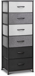 Brown 6 Drawer Fabric Dresser with Metal Frame M26799