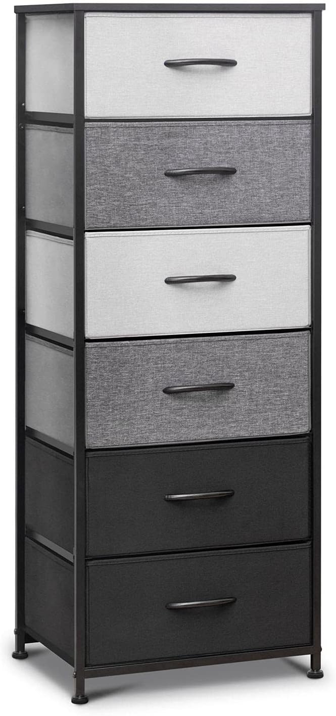 Brown 6 Drawer Fabric Dresser with Metal Frame M26799