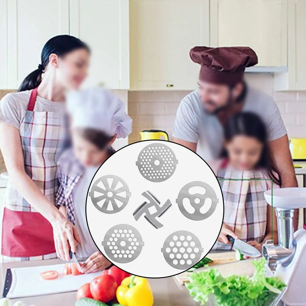 6PC Stainless Steel Meat Grinder Mixer Plate Discs F11010