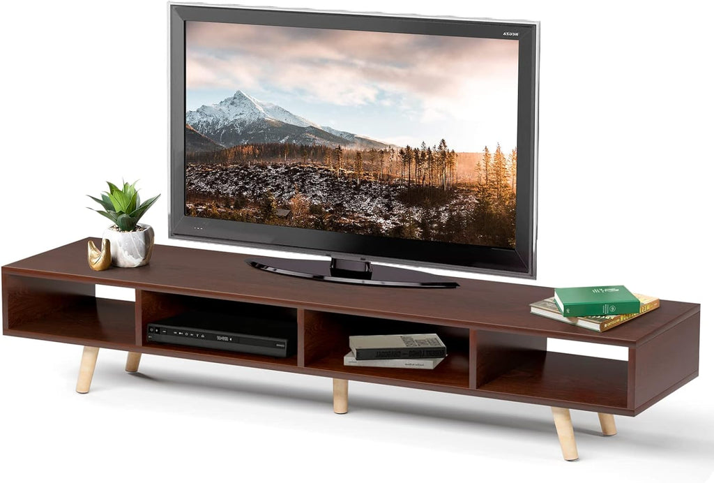 Mid-Century Modern TV Stand with 4 Storage Shelves P682