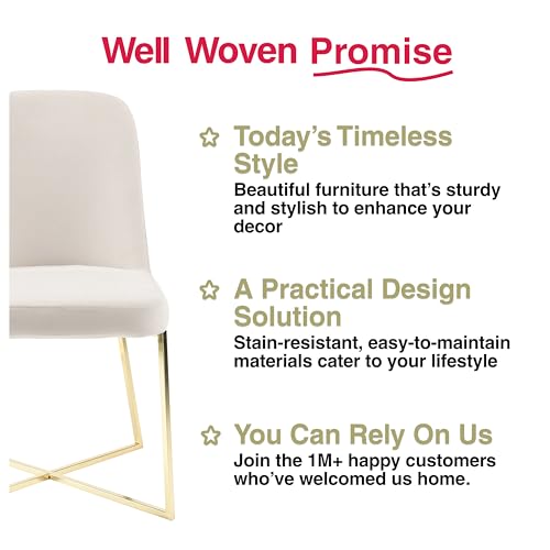Ivory Velvet Accent Chairs Set of 2 with Gold Metal Legs Y77372