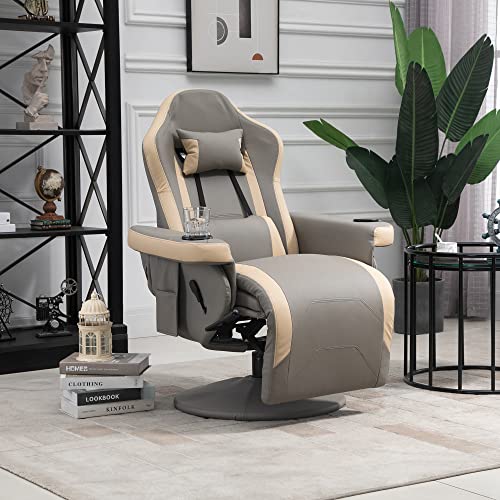 Manual Recliner Armchair PU Leather with Adjustable Leg Rest R344