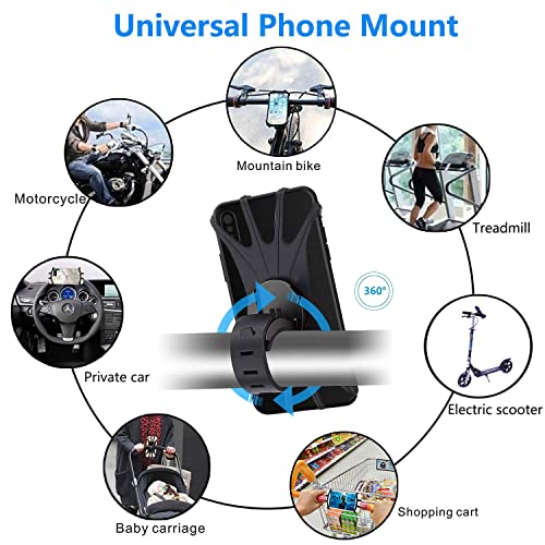 2 Pack Universal Bike Phone Mounts, 360 Rotation Silicone Holders X992939