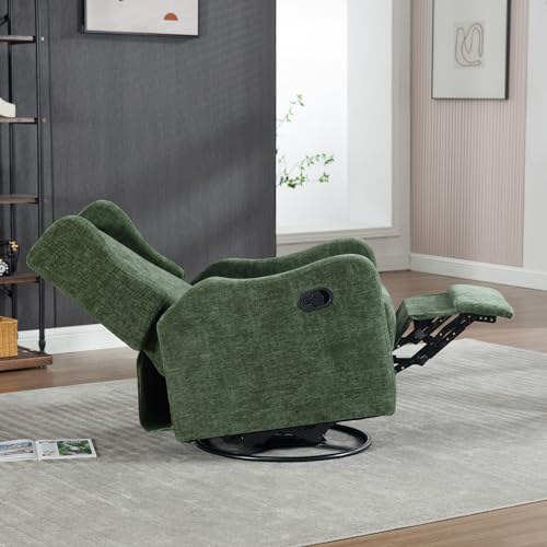 Green Chenille Swivel Glider Recliner P74656