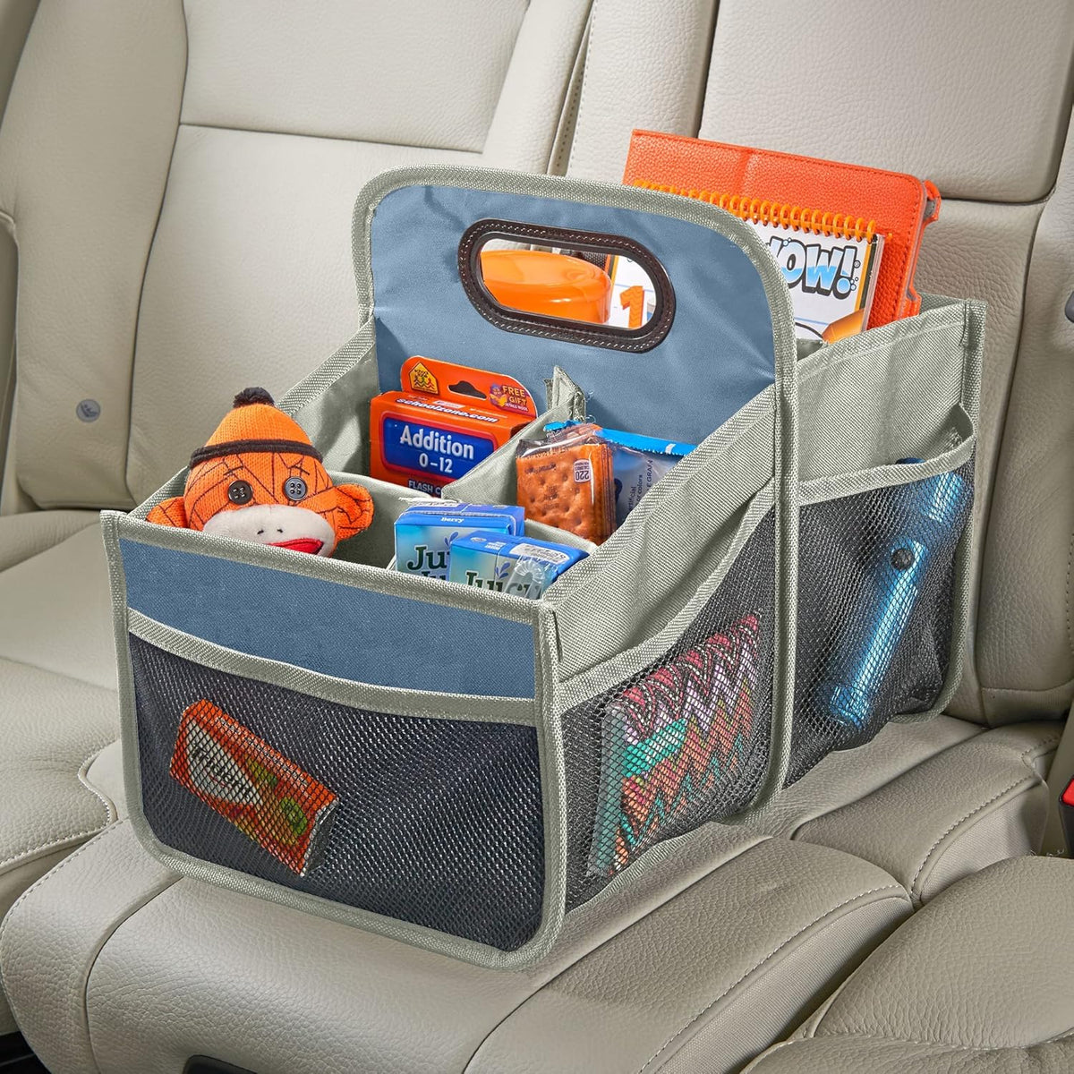 Black Car Seat Organizer with Movable Dividers D138320