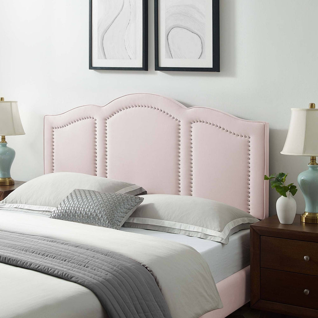 King/California King Pink Velvet Headboard E6547