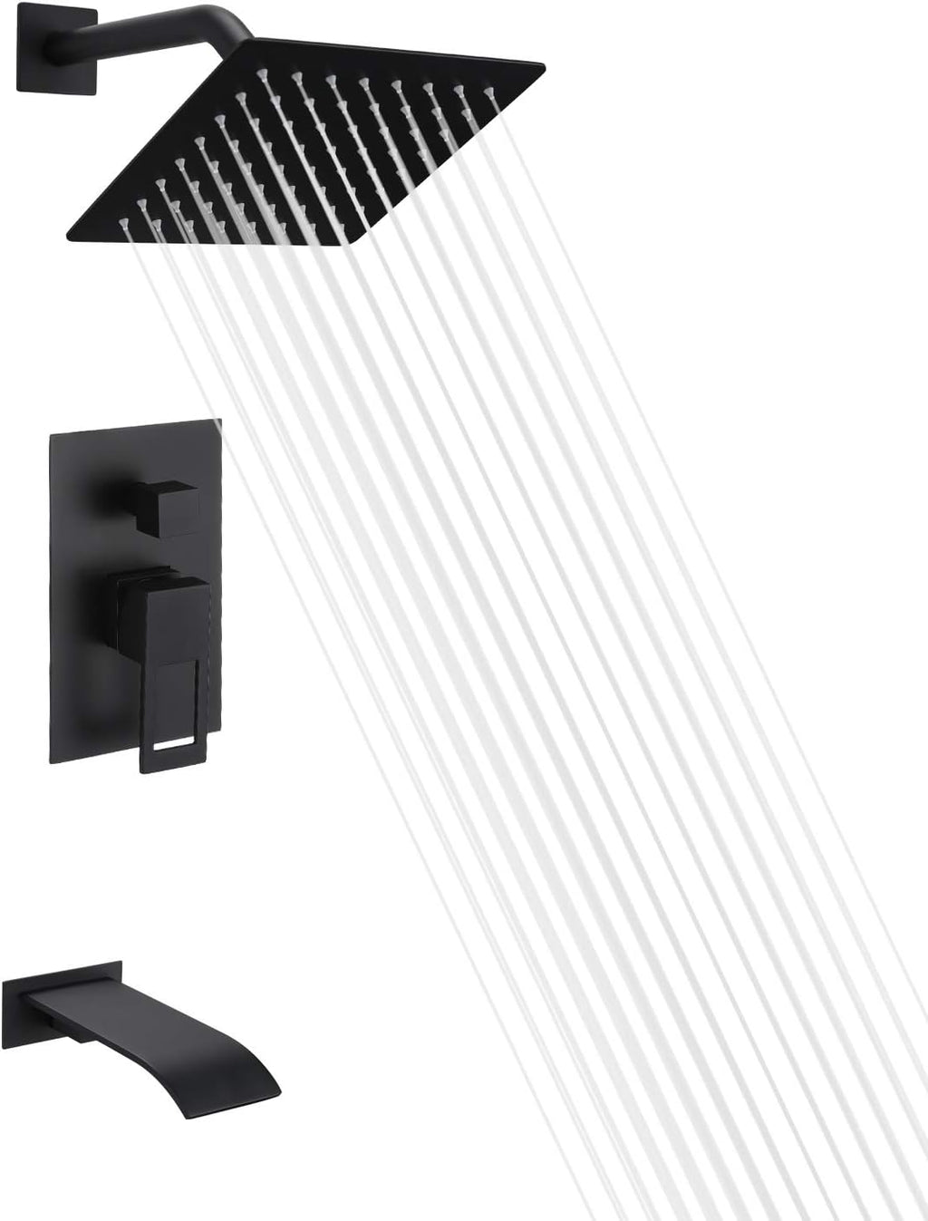 Brushed Nickel Tub and Shower Faucet Set with 8 Inch Shower Head C75137
