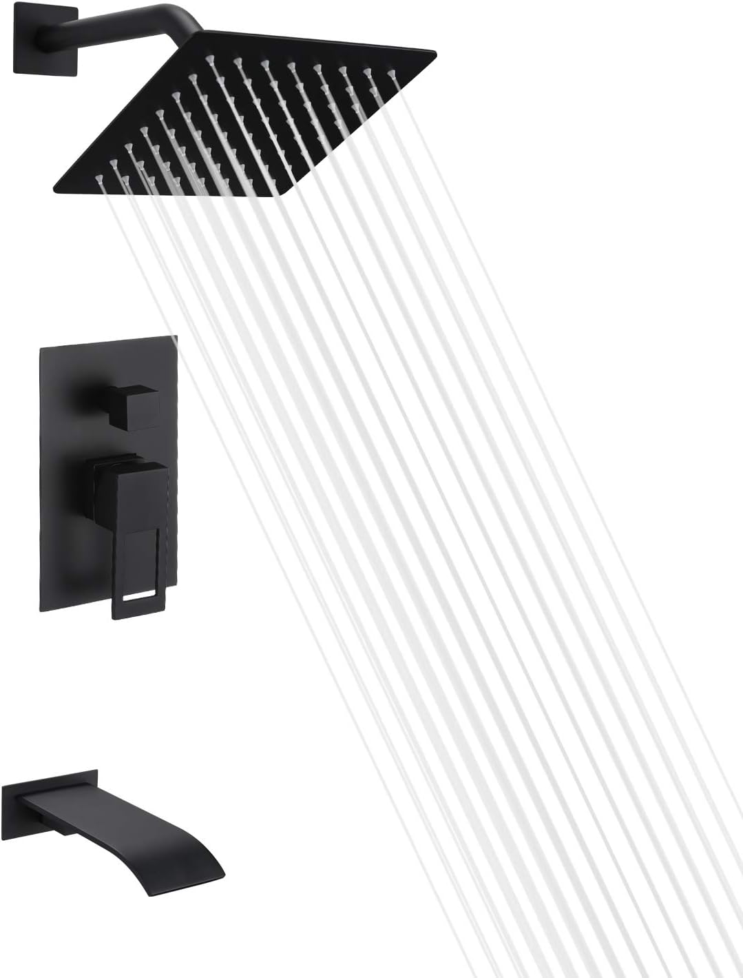 Brushed Nickel Tub and Shower Faucet Set with 8 Inch Shower Head C75137