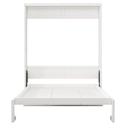 White 61.5-inch Wood Folding Wall Bed with Desk C3584