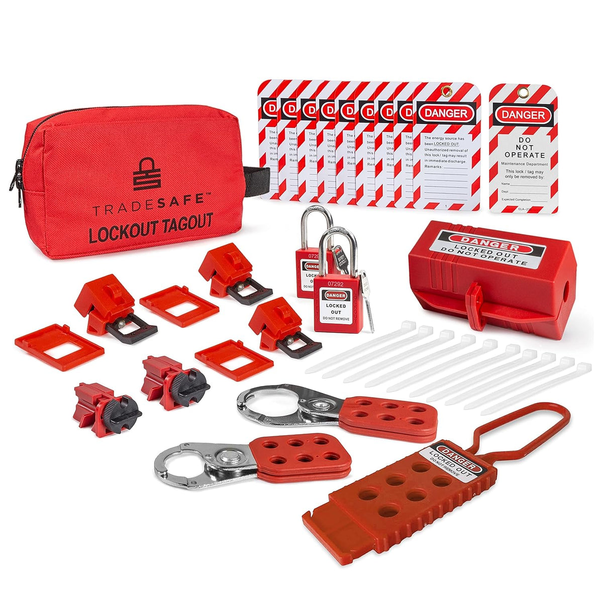 Electrical Lockout Tagout Kit with Hasps, Circuit Breaker Lockouts, Loto Tags, Plug Lockout, Safety Padlocks Set I706232