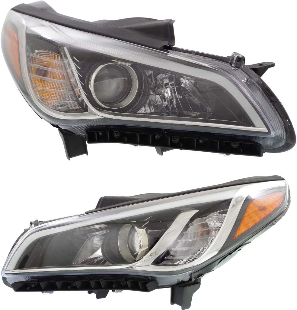 Headlight Assembly Pair Halogen for Hyundai Sonata 2015 2016 2017 H4319