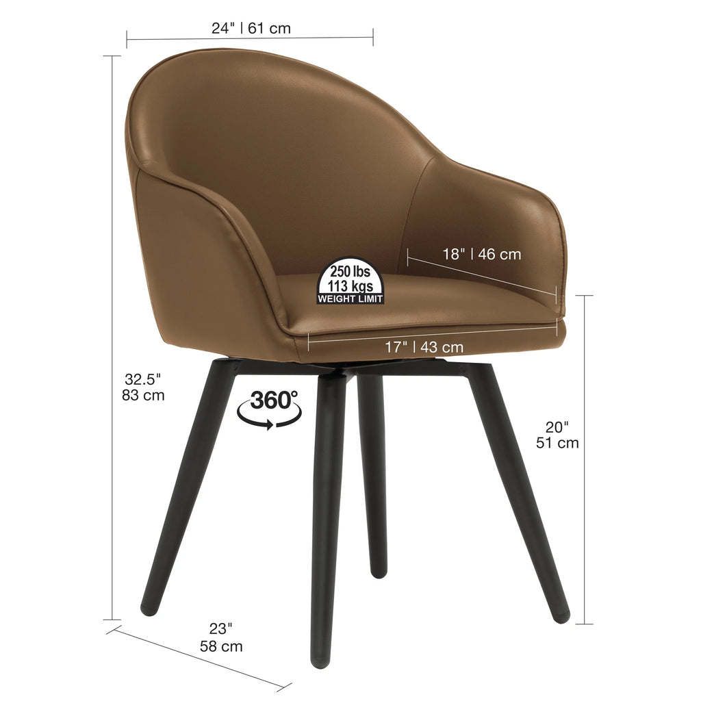 Caramel Brown Swivel Dining Office Chair with Arms H42994